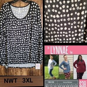 🆕️ LuLaRoe "LYNNAE" top 3XL New With Tags *Firm* black and white spots
